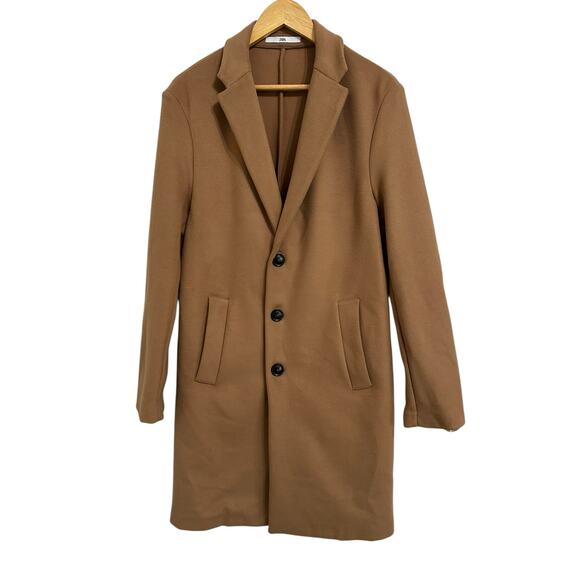 Zara men's camel relaxed fit coat size Medium - Picture 1 of 8